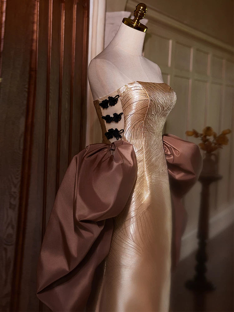 Hot Girls Strapless Long Evening Mermaid Dress Side-Slit Prom Dress AP5399