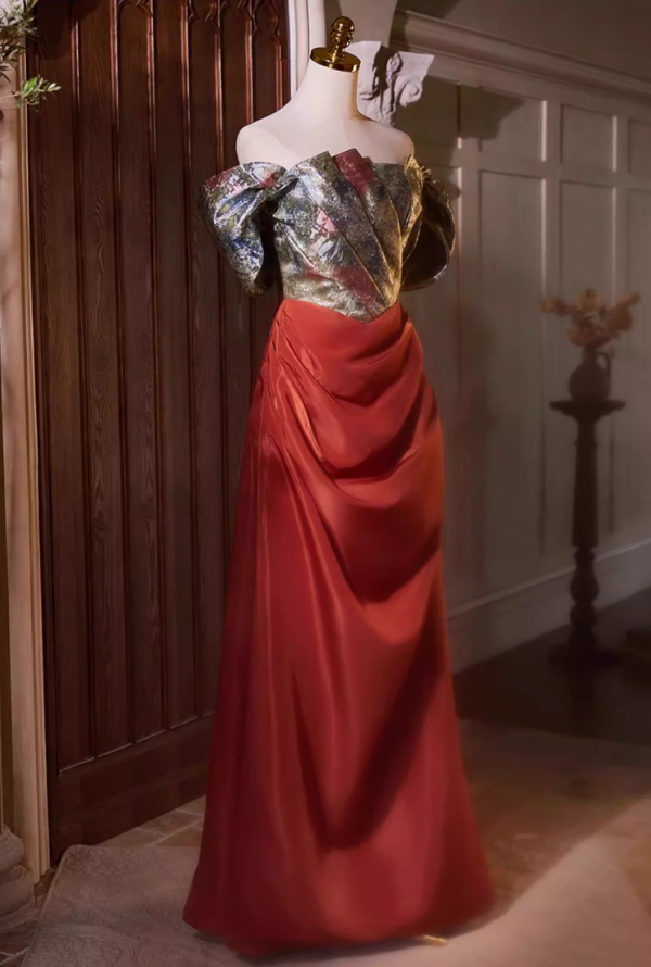 Romantic Sheath Off-Shoulder Printed Sweet 16th Dresses Sequins Draped Prom Dress AP5430