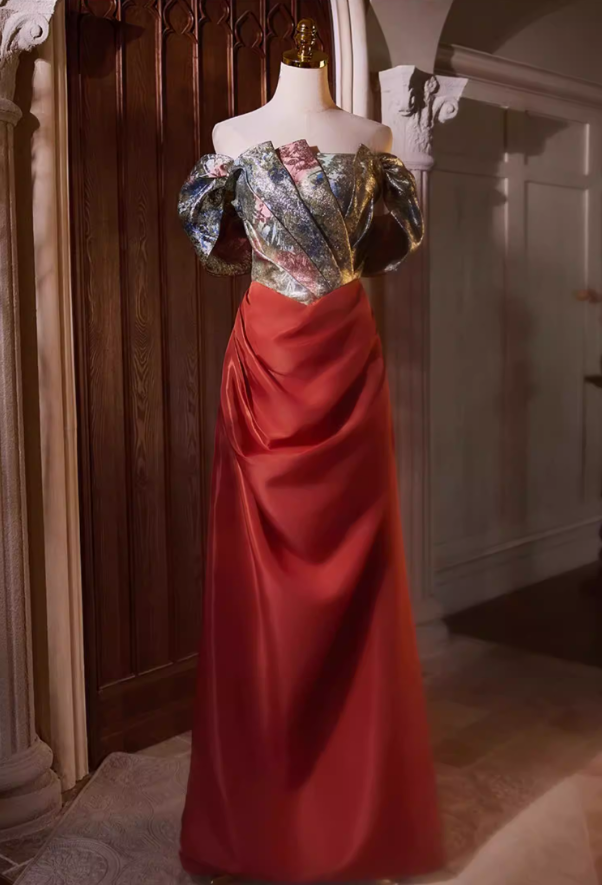 Romantic Sheath Off-Shoulder Printed Sweet 16th Dresses Sequins Draped Prom Dress AP5430