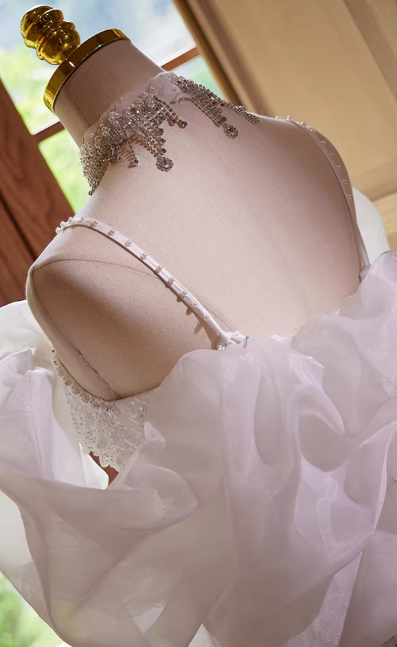 Fabulous Spaghetti Strap Mermaid Bridal Gowns Beading Sequins Tulle Wedding Dress AP5432
