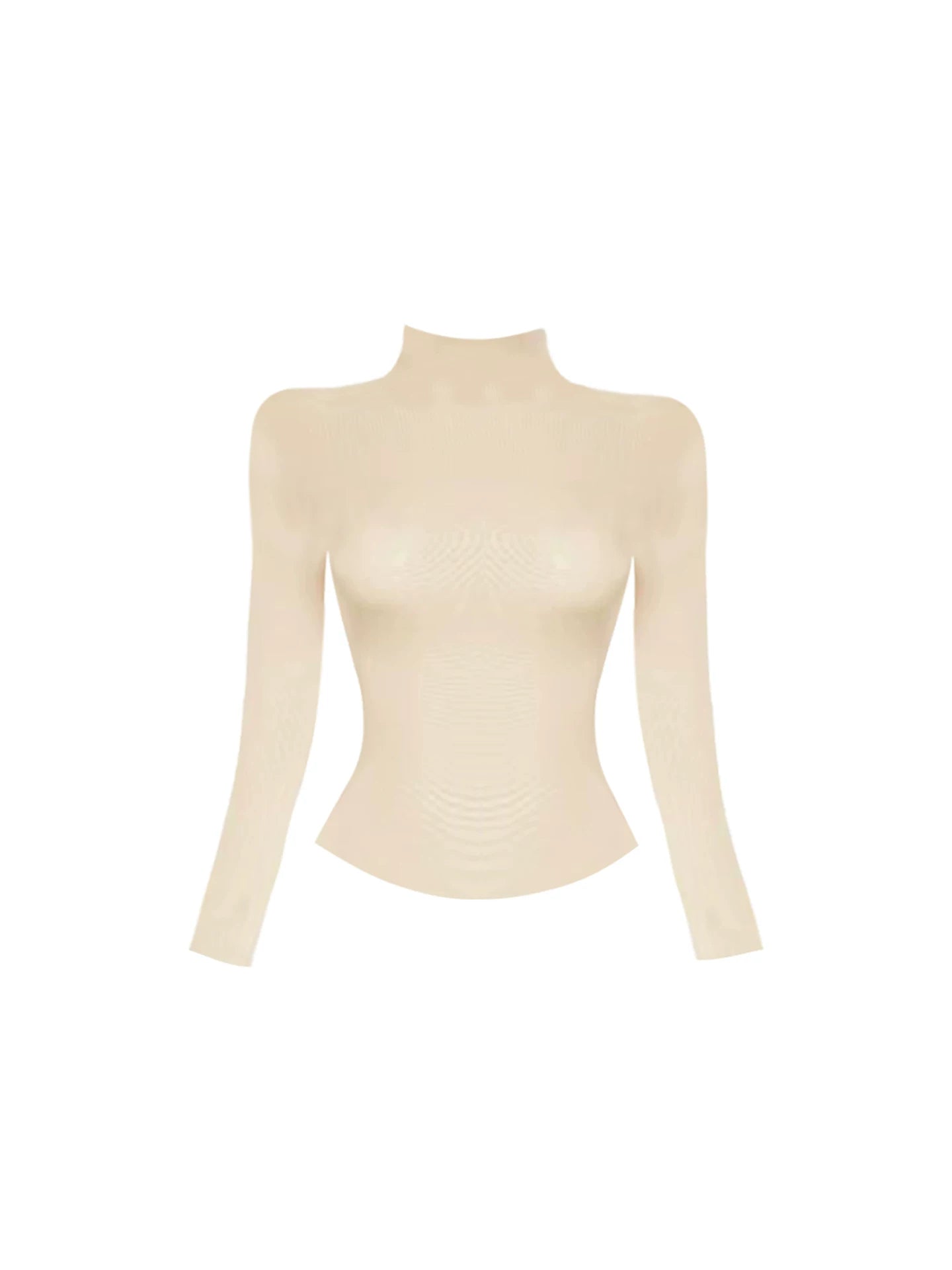 Cute Turtleneck Top Two-Piece A-Line Mini Skirt Retro Beige Sheer Long Sleeve Plaid Pleated Short Dress AP5441