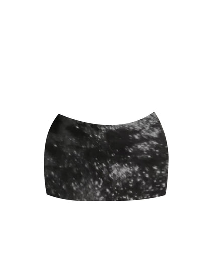 Alluring Crystal Lace Strapless 2-Piece Bodycon Mini Skirt Sparkly Black Corset Top Printed Short Dress AP5447