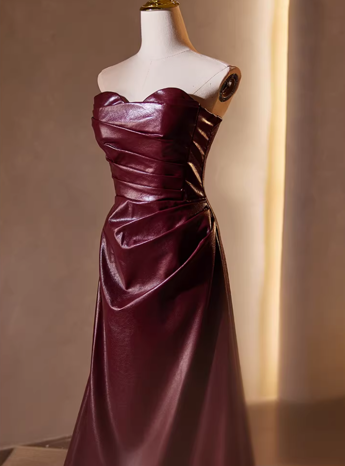 Trendy Strapless A-Line Sweet 16th Gowns Pleated Red Prom Dress AP5468