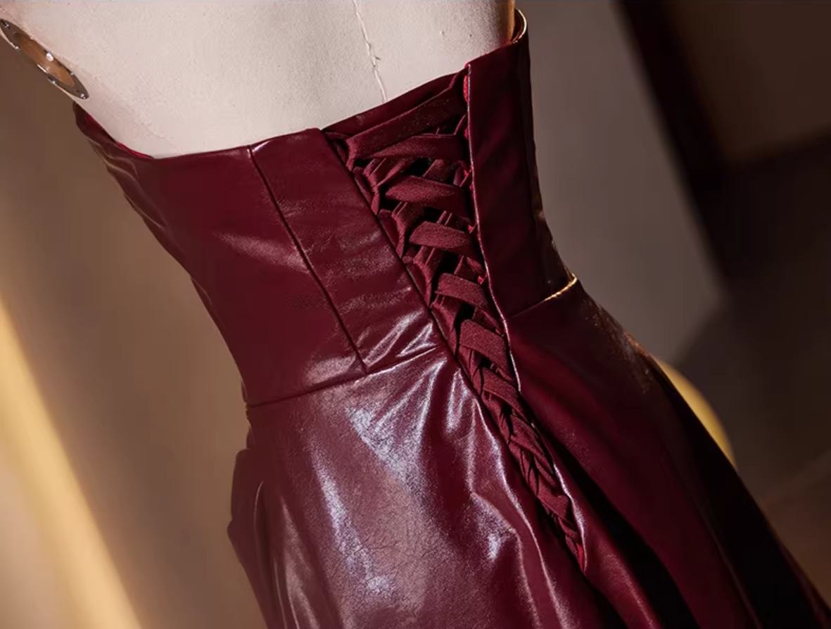 Trendy Strapless A-Line Sweet 16th Gowns Pleated Red Prom Dress AP5468