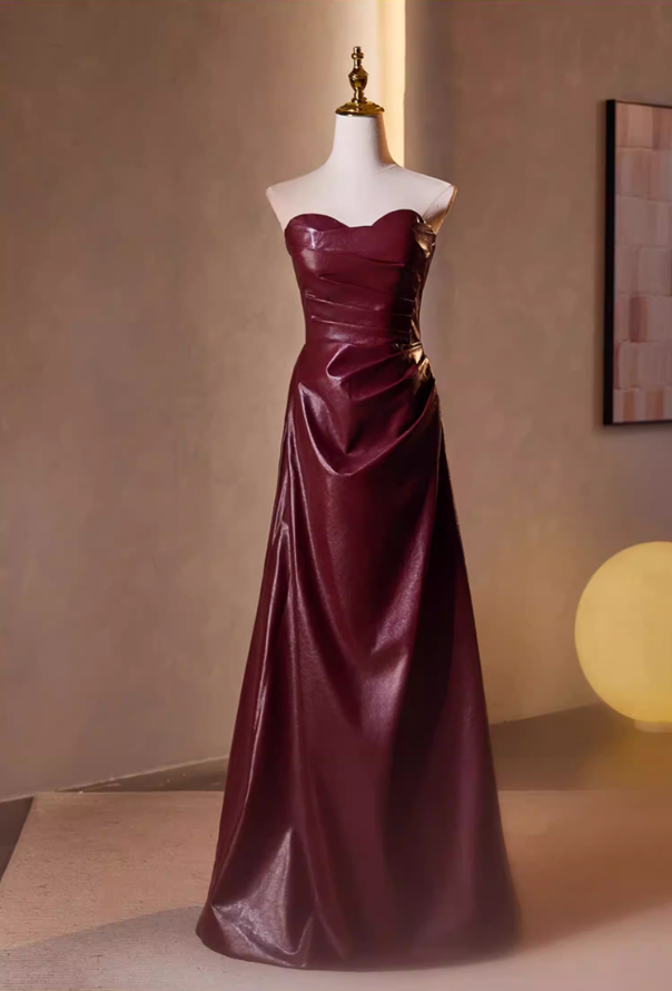 Trendy Strapless A-Line Sweet 16th Gowns Pleated Red Prom Dress AP5468