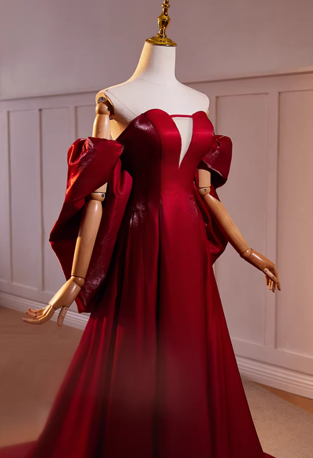 Sexy Strapless A-Line Sweet 16th Gowns Red Cutout Prom Dress AP5470