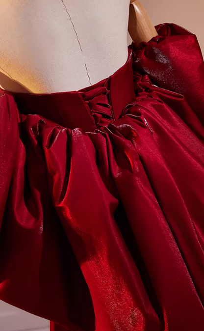 Sexy Strapless A-Line Sweet 16th Gowns Red Cutout Prom Dress AP5470