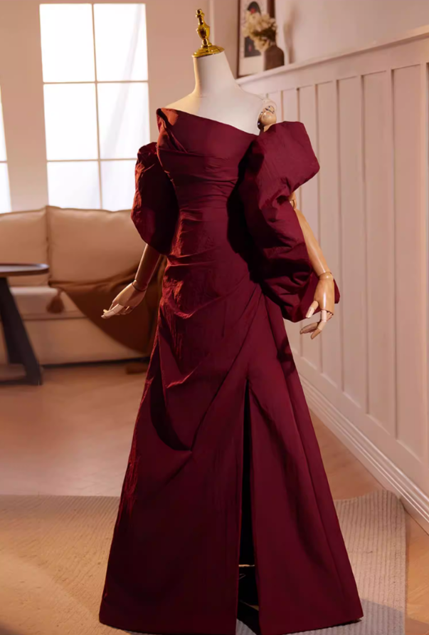 Vogue Strapless A-Line High-Slit Sweet 16th Gowns Red Prom Dress AP5471