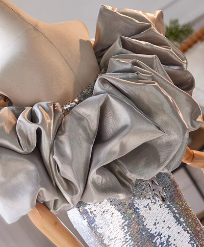 Glittering Strapless Mermaid Evening Dress Silver Sequins Prom Dress AP5472