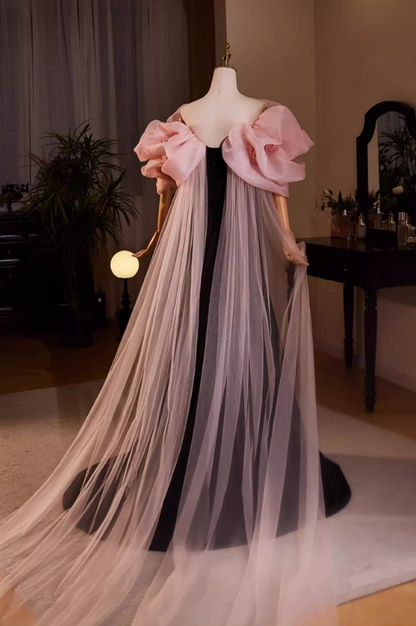 Gothic-Style Off-Shoulder Evening Mermaid Dress Handmade Flowers High-Slit Prom Dress AP5481