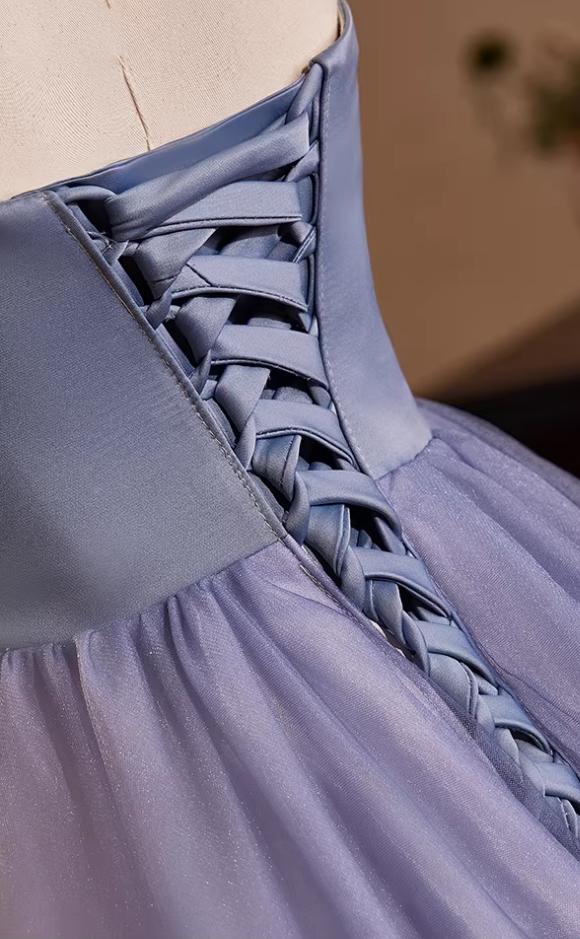 Y2K Style Strapless A-Line Pleated Sweet 16th Gowns Handmade Flowers Tulle Prom Dress AP5483