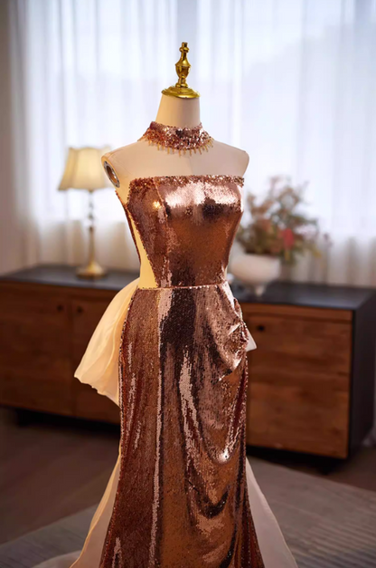 Retro Strapless Draped Mermaid Evening Dress Sequins Prom Dress AP5484