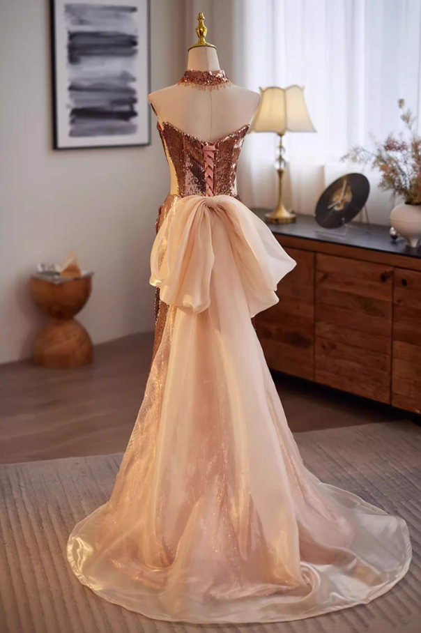 Retro Strapless Draped Mermaid Evening Dress Sequins Prom Dress AP5484