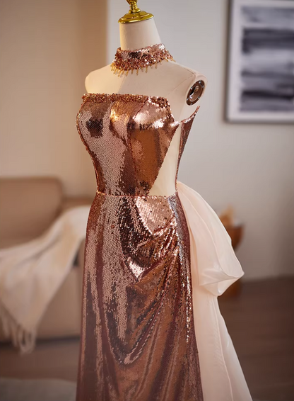 Retro Strapless Draped Mermaid Evening Dress Sequins Prom Dress AP5484
