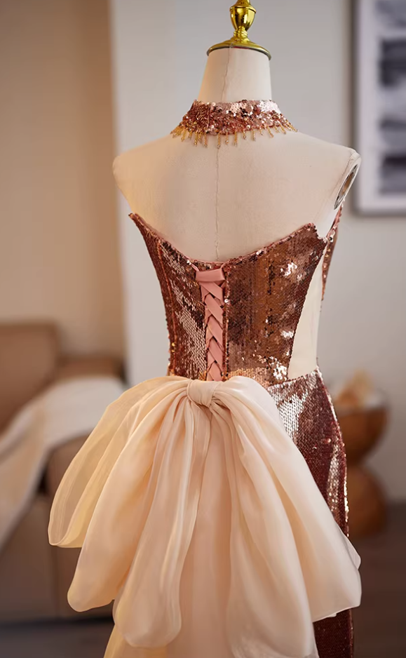 Retro Strapless Draped Mermaid Evening Dress Sequins Prom Dress AP5484