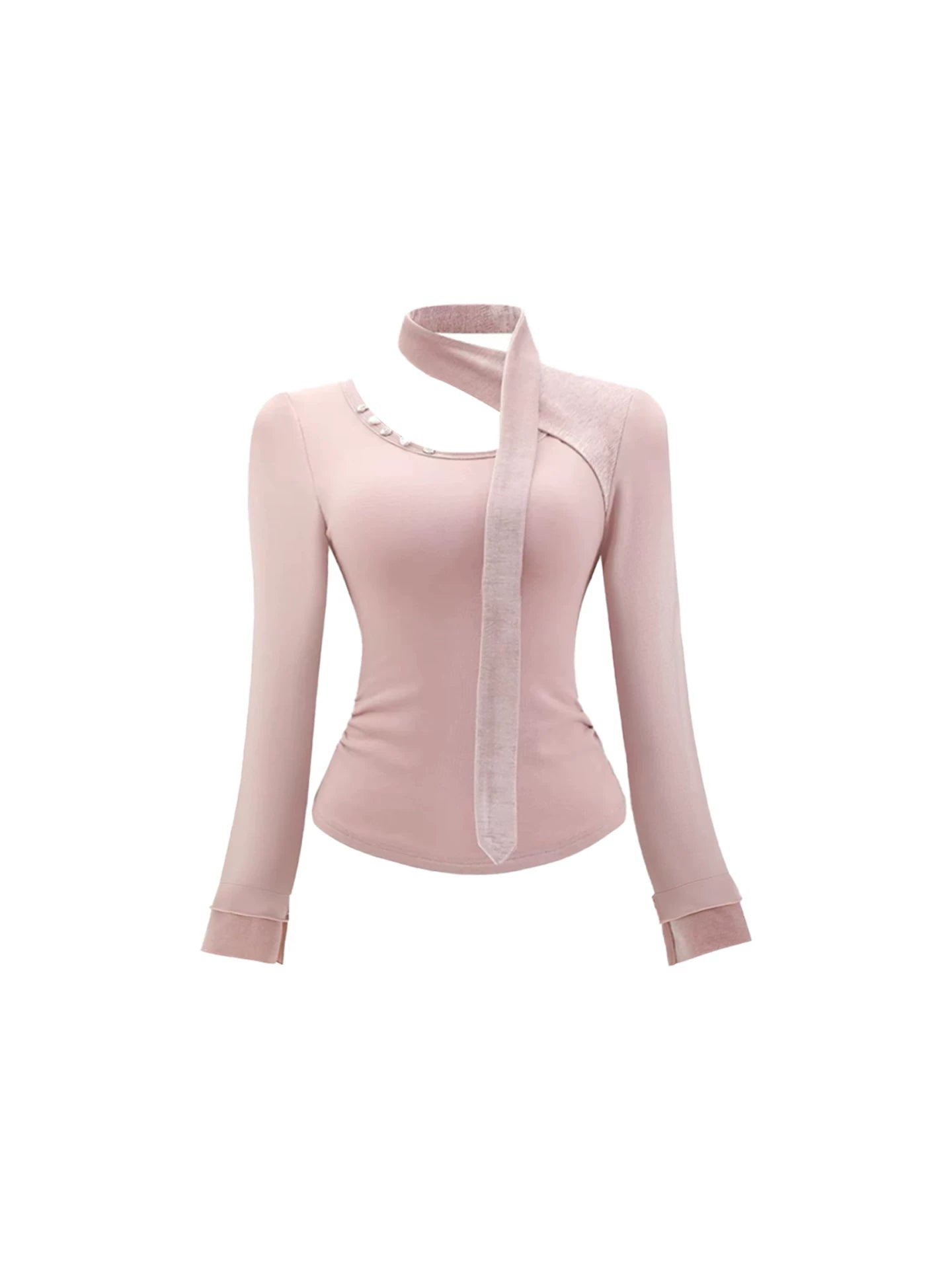 Fascinating Asymmetric Neck Top Grey 3D Rose Low-Rise Mini Skirt Elegant Pink Cutout  Long Sleeve Bodycon 2-Piece Short Dress AP5498