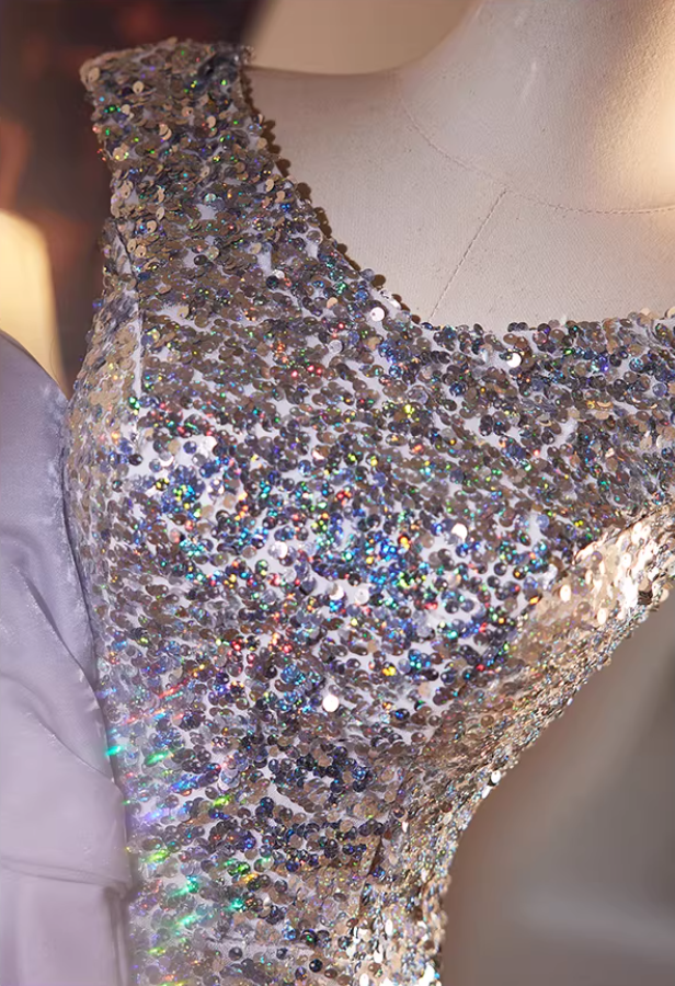 Cozy Mermaid V Neck Sweet 16th Dresses Bow Sequins Prom Dress AP5509