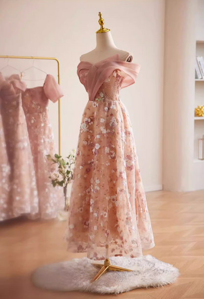 Lustrous Off-Shoulder A-Line Sweet 16th Dresses Floral Sequins Prom Dress AP5510