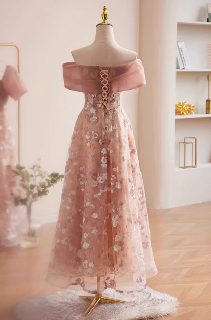 Lustrous Off-Shoulder A-Line Sweet 16th Dresses Floral Sequins Prom Dress AP5510
