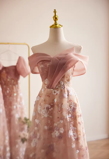 Lustrous Off-Shoulder A-Line Sweet 16th Dresses Floral Sequins Prom Dress AP5510