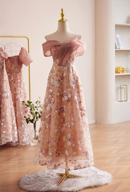 Lustrous Off-Shoulder A-Line Sweet 16th Dresses Floral Sequins Prom Dress AP5510