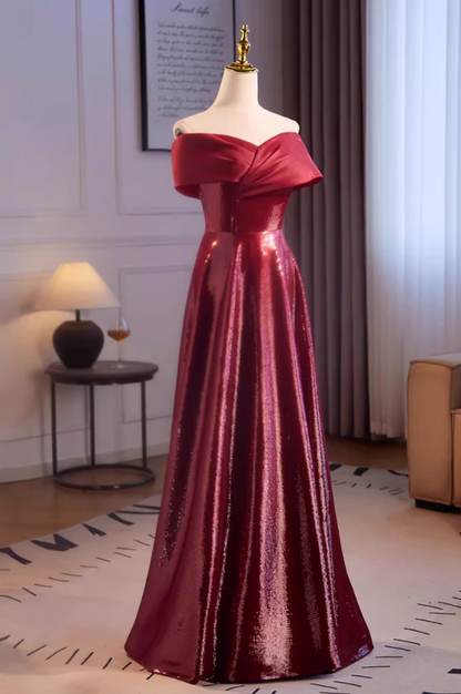 Chic Off-Shoulder A-Line Sweet 16th Dresses Red Sequins Prom Dress AP5514