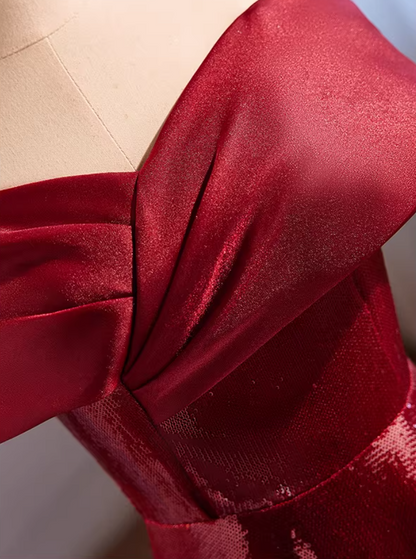 Chic Off-Shoulder A-Line Sweet 16th Dresses Red Sequins Prom Dress AP5514