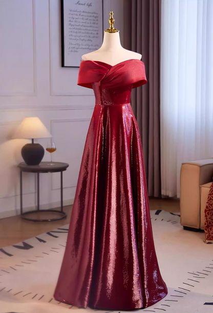 Chic Off-Shoulder A-Line Sweet 16th Dresses Red Sequins Prom Dress AP5514