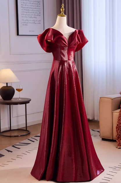 Luxurious A-Line Puff Off-Shoulder Sweet 16th Dresses Sequins Red Prom Dress AP5515