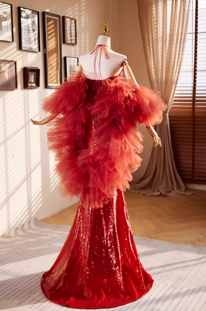 Artistic Cutout Halter Neck Formal Mermaid Dresses Sequins Backless Prom Dress AP5524