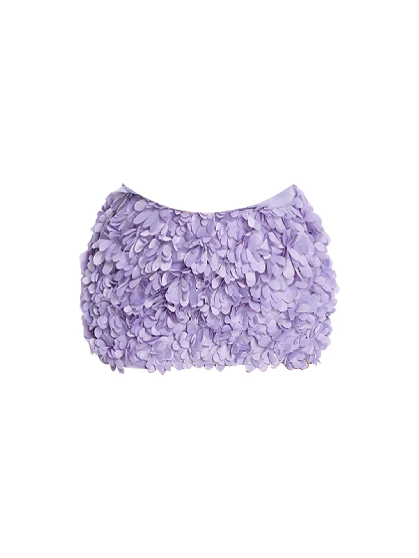 Flattering Satin Corset Top Bodycon Mini Skirt Charming Strapless 3D Petal-Textured 2-Piece Short Dress AP5550