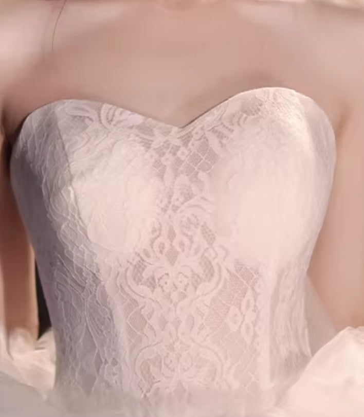 Attractive Strapless A-Line Bridal Gowns Tiered Ombre Tulle Wedding Dress AP5552