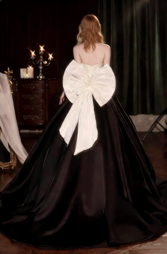 Princess Strapless A-Line Color-Blocked Sweet 16th Gowns Handmade Flowers Bows Prom Dress AP5557