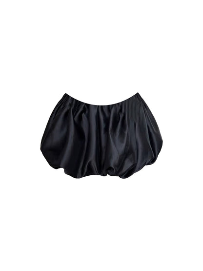 Everyday Wear Spaghetti Strap Corset Puff Mini Skirt Chic Black Two-Piece Crystals Accent A-Line Short Dress AP5572