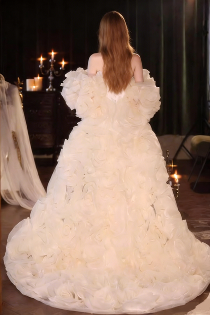 Cozy Strapless Mermaid Bridal Gowns White Satin Wedding Dress AP5591