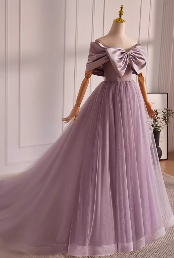 Classical A-Line Off-Shoulder Layered Tulle Sweet 16th Dresses Beading Bows Prom Dress AP5602