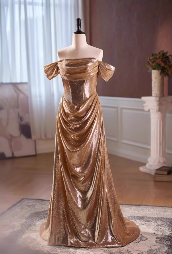Bling Sheath Off-Shoulder Sweet 16th Dresses Sequins Draped Prom Dress AP5639