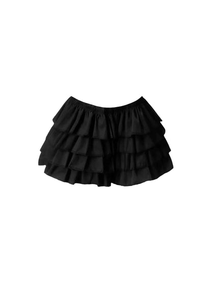 Y2K Style Black Bow-Detailed Spaghetti Strap A-Line Mini Skirt Chic Two-Piece Set Grey Corset Black Tiered Ruffle Short Dress AP5655
