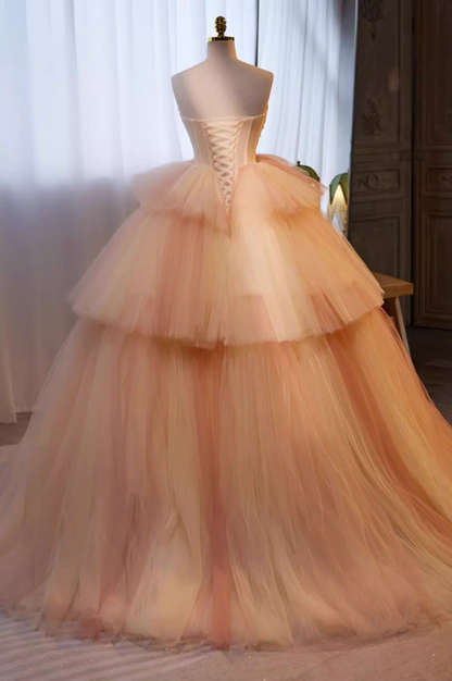 Ethereal Sweetheart Neck A-Line Sweet 16th Gowns Tiered Tulle Prom Dress AP5696