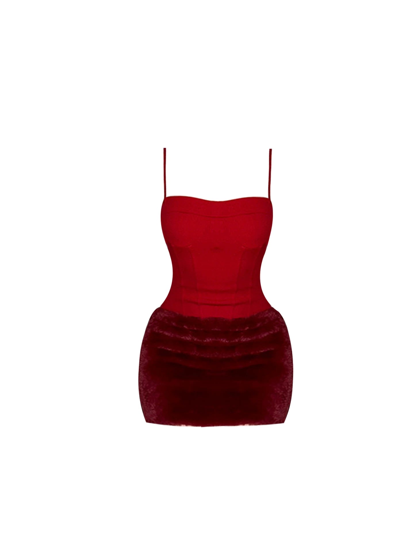 Glamorous Burgundy Spaghetti Strap Corset Fitted Bodice Mini Skirt Alluring Strapless Bust Ruched Velvet Bodycon Short Dress AP5701