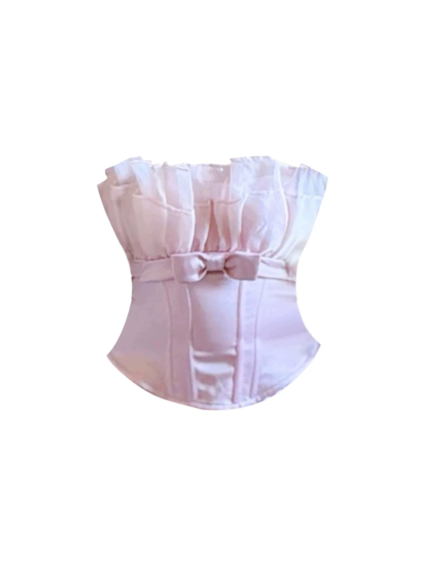 Stunning Bow Accent Corset Top A-Line Two-Piece Mini Skirt Light Pink Strapless Ruffled Tiered Fluffy Short Dress AP5703