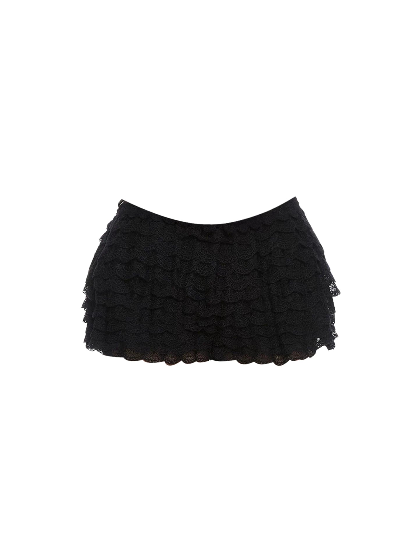 Chic Black Sheer Lace Corset Ruffled Mini Skirt Sexy Strapless Two-Piece Cutout Lace-Up Detail Fluffy Bodycon Short Dress AP5760