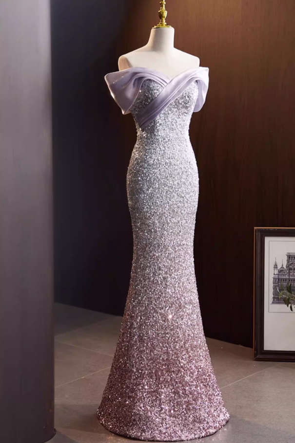 Gorgeous Off-Shoulder Mermaid Sweet 16th Dresses Sequins Ombre Prom Dress AP5776