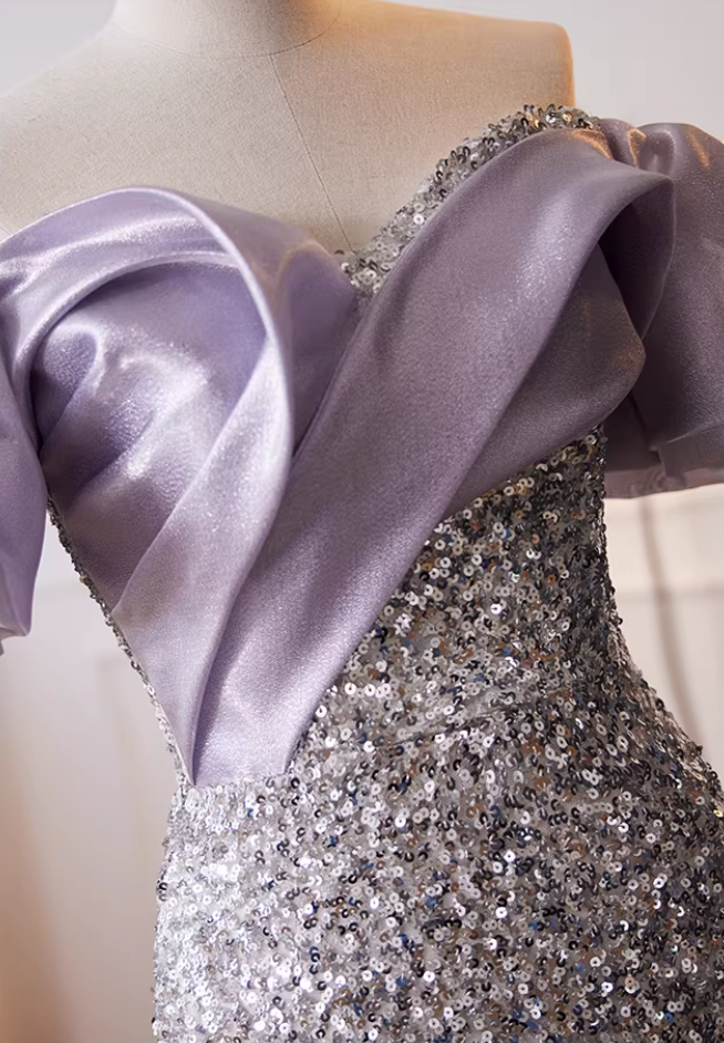 Glamorous Ruffled Off-Shoulder Mermaid Sweet 16th Dresses Sequins Ombre Prom Dress AP5778
