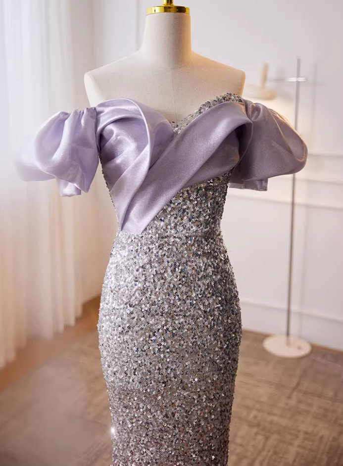 Glamorous Ruffled Off-Shoulder Mermaid Sweet 16th Dresses Sequins Ombre Prom Dress AP5778