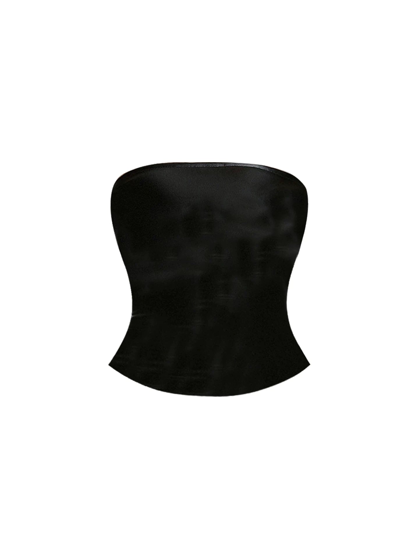 Simple Black Strapless Corset Brown Faux Fur Mini Skirt Vintage Fitted Top Fluffy Bottom 2-Piece Bodycon Short Dress AP5787