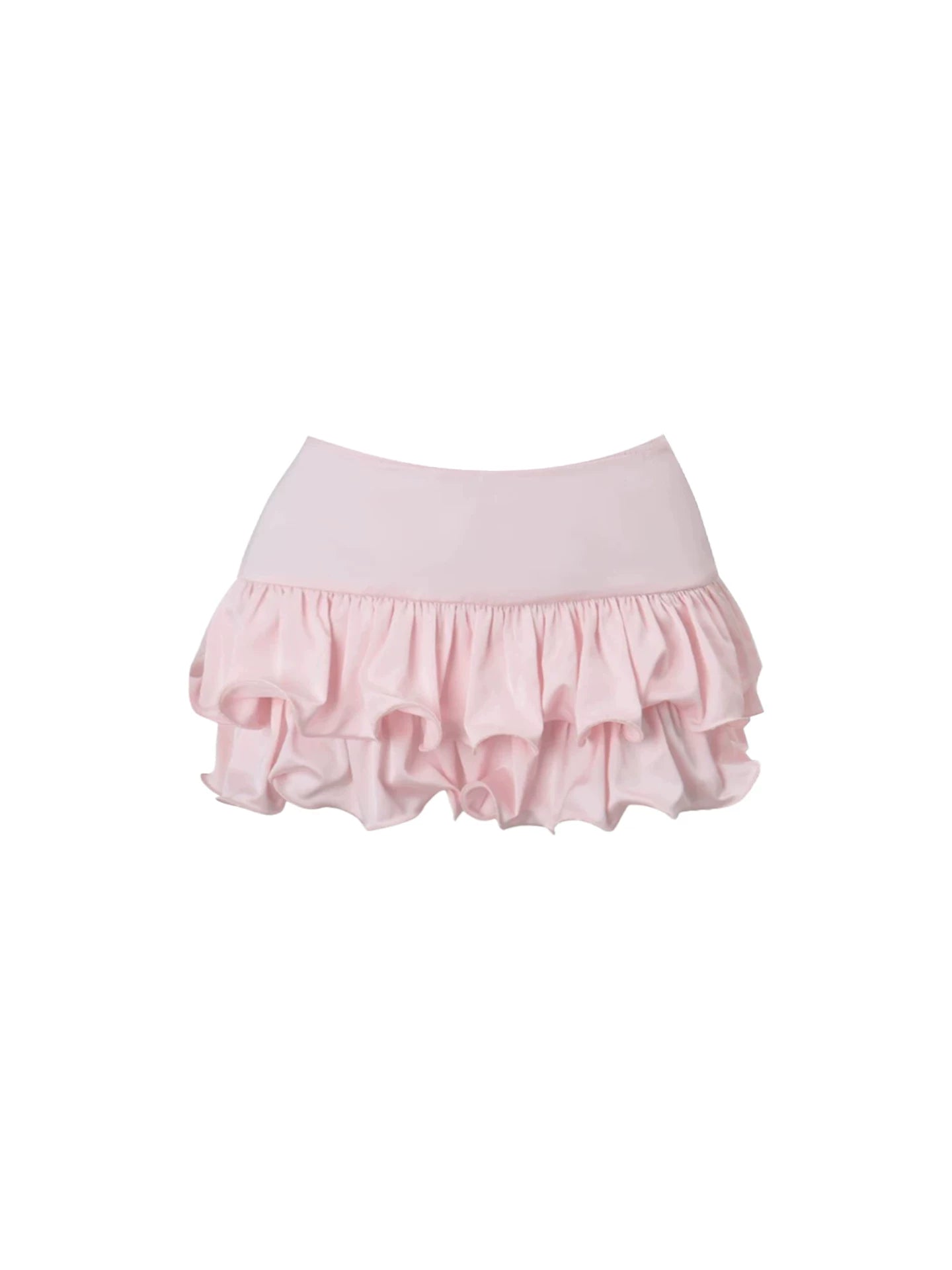 Charming Blush Pink Strapless 2-Piece Ruffled A-Line Mini Skirt Classical Jacquard Corset Bow Detail Fluffy Hem Short Dress AP5788