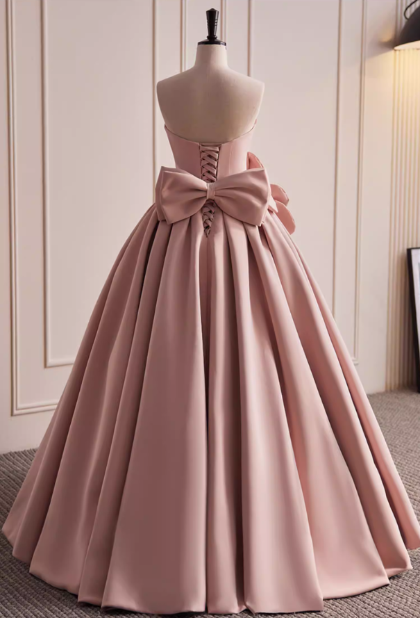 Exquisite Strapless A-Line Sweet 16th Gowns Beads Handmade Flowers Bow Prom Dress AP5815