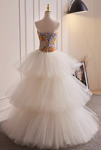 Enchanting Sheath Strapless Sweet 16th Dresses Floral Sequins Prom Dress AP5819