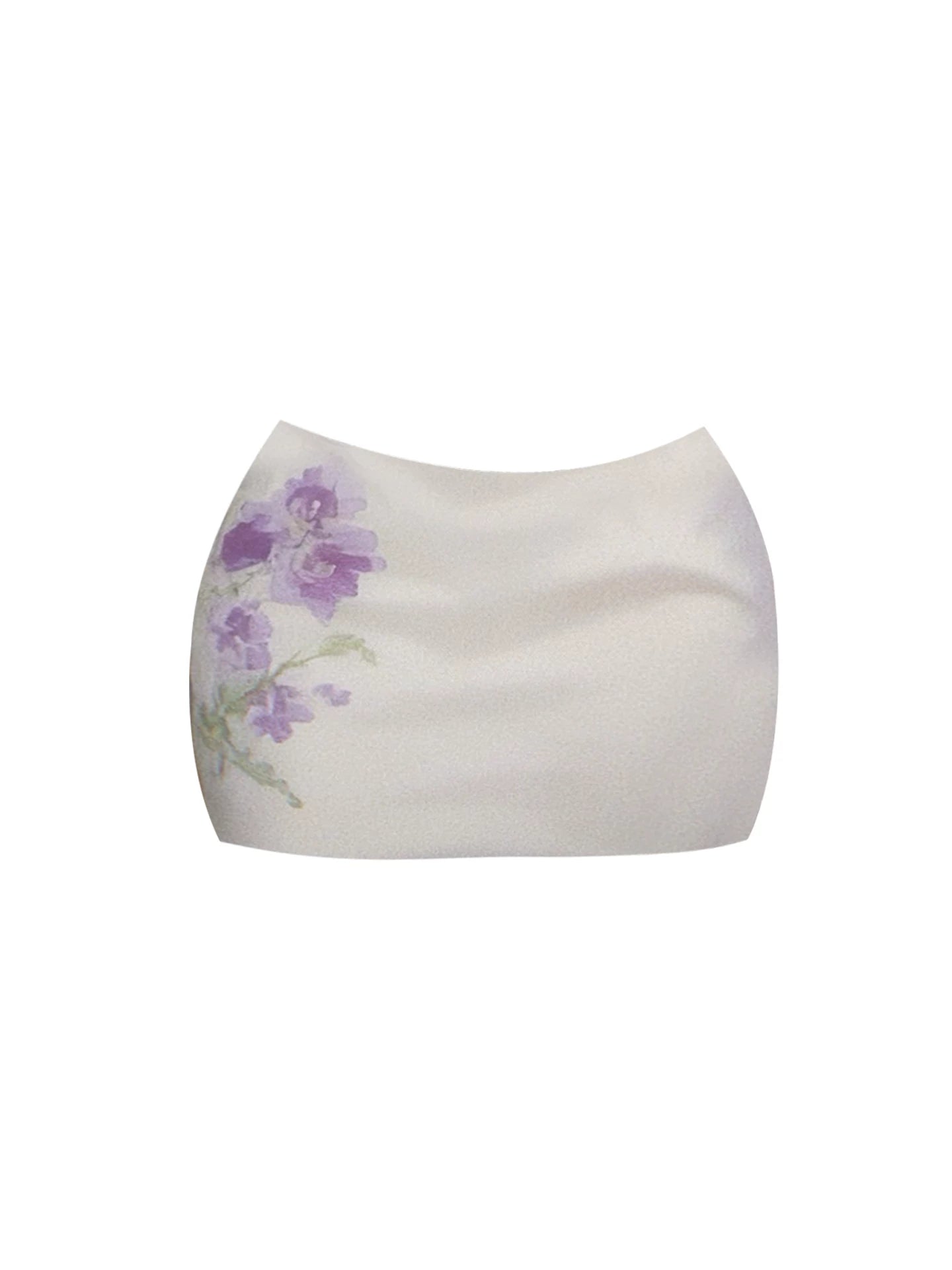 Ornate Strapless Corset Floral Bodycon Mini Skirt Sweet Cream & Lavender Two-Piece Set Bow Detail Short Dress AP5837